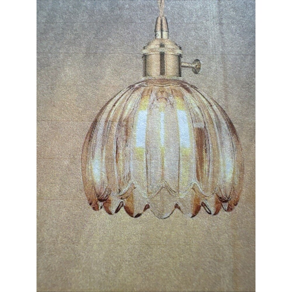 Vintage Gold Pendant Light, Pendant Light 1 Light Hardwired Tulip Amber